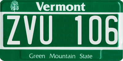 VT license plate ZVU106