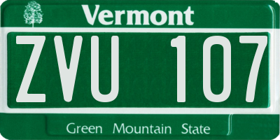 VT license plate ZVU107