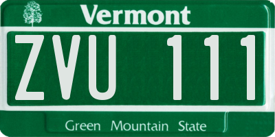 VT license plate ZVU111