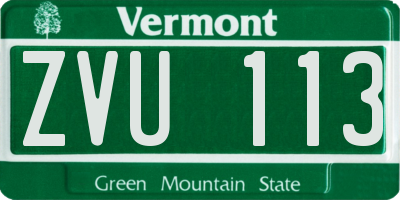 VT license plate ZVU113