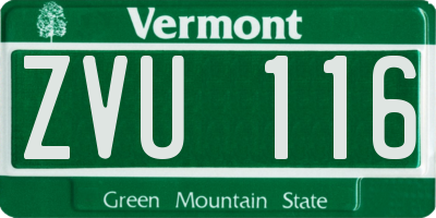 VT license plate ZVU116
