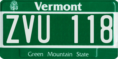 VT license plate ZVU118