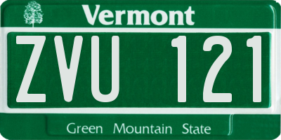 VT license plate ZVU121