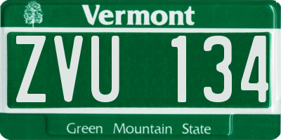 VT license plate ZVU134