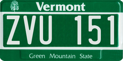 VT license plate ZVU151