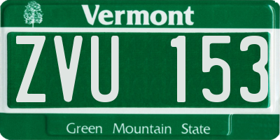 VT license plate ZVU153