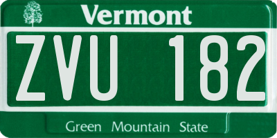 VT license plate ZVU182