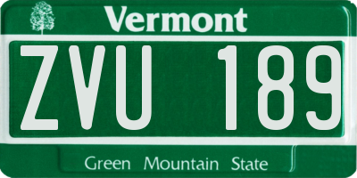 VT license plate ZVU189