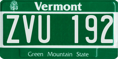 VT license plate ZVU192