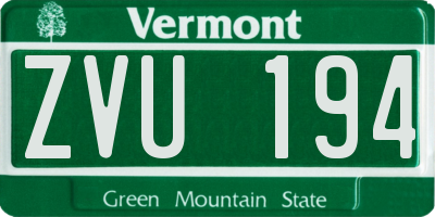 VT license plate ZVU194