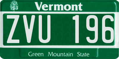 VT license plate ZVU196