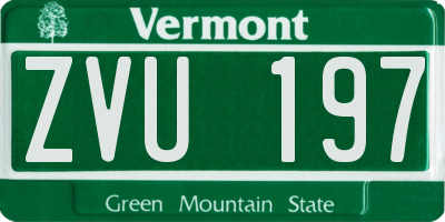 VT license plate ZVU197