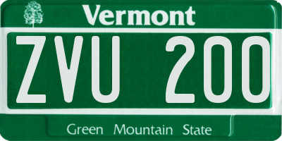 VT license plate ZVU200