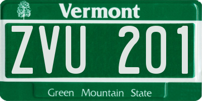 VT license plate ZVU201