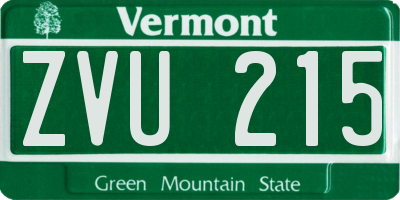 VT license plate ZVU215