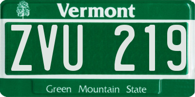 VT license plate ZVU219