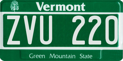 VT license plate ZVU220