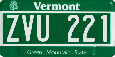 VT license plate ZVU221