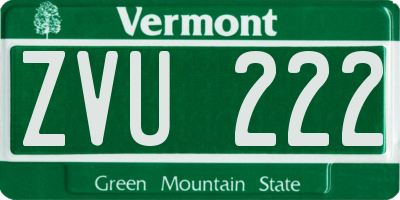 VT license plate ZVU222