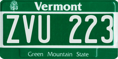 VT license plate ZVU223
