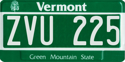 VT license plate ZVU225