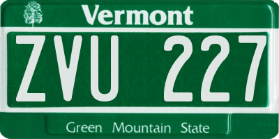 VT license plate ZVU227