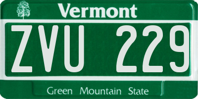 VT license plate ZVU229