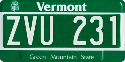 VT license plate ZVU231