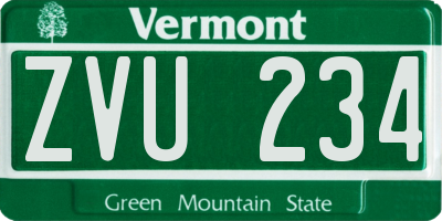 VT license plate ZVU234