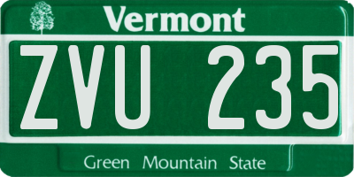 VT license plate ZVU235