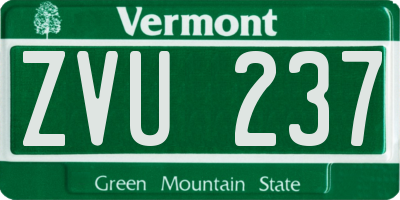 VT license plate ZVU237