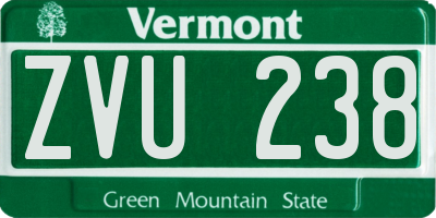 VT license plate ZVU238