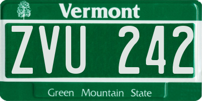 VT license plate ZVU242