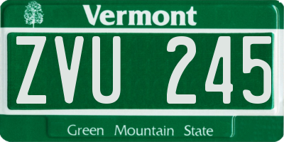 VT license plate ZVU245