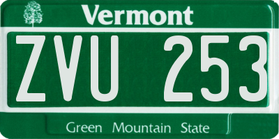VT license plate ZVU253