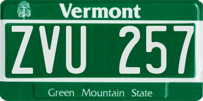VT license plate ZVU257