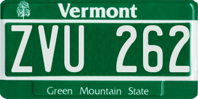 VT license plate ZVU262