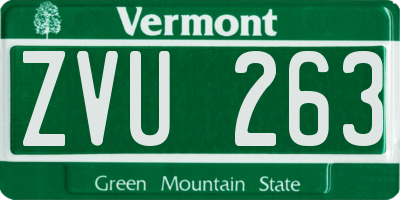 VT license plate ZVU263
