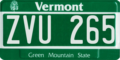 VT license plate ZVU265