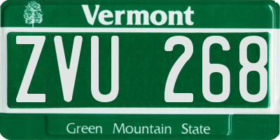 VT license plate ZVU268