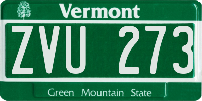 VT license plate ZVU273