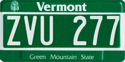 VT license plate ZVU277