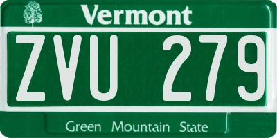 VT license plate ZVU279
