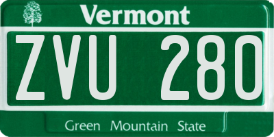 VT license plate ZVU280