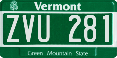 VT license plate ZVU281