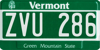 VT license plate ZVU286