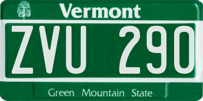 VT license plate ZVU290