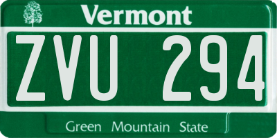 VT license plate ZVU294