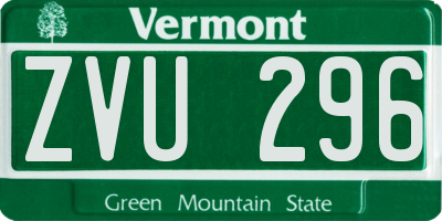 VT license plate ZVU296