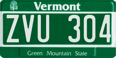 VT license plate ZVU304